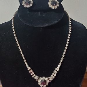 Prom Gorgeous Vintage Rhinestone Necklace & Earrings